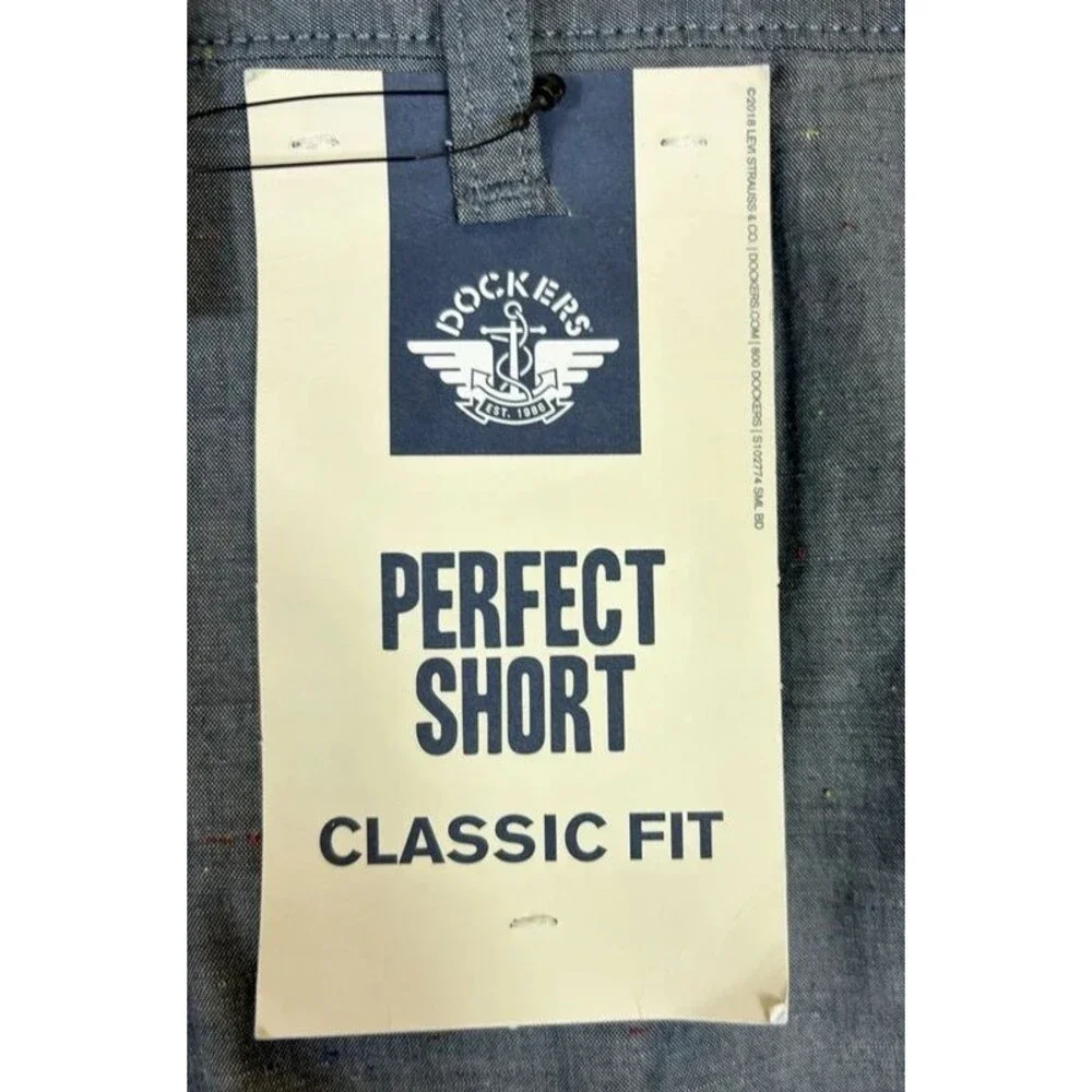 Dockers Perfect Shorts Classic Fit Cotton Twill Blue Gray Men’s 38 NWT